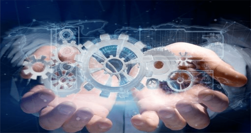 gears above 2 hands