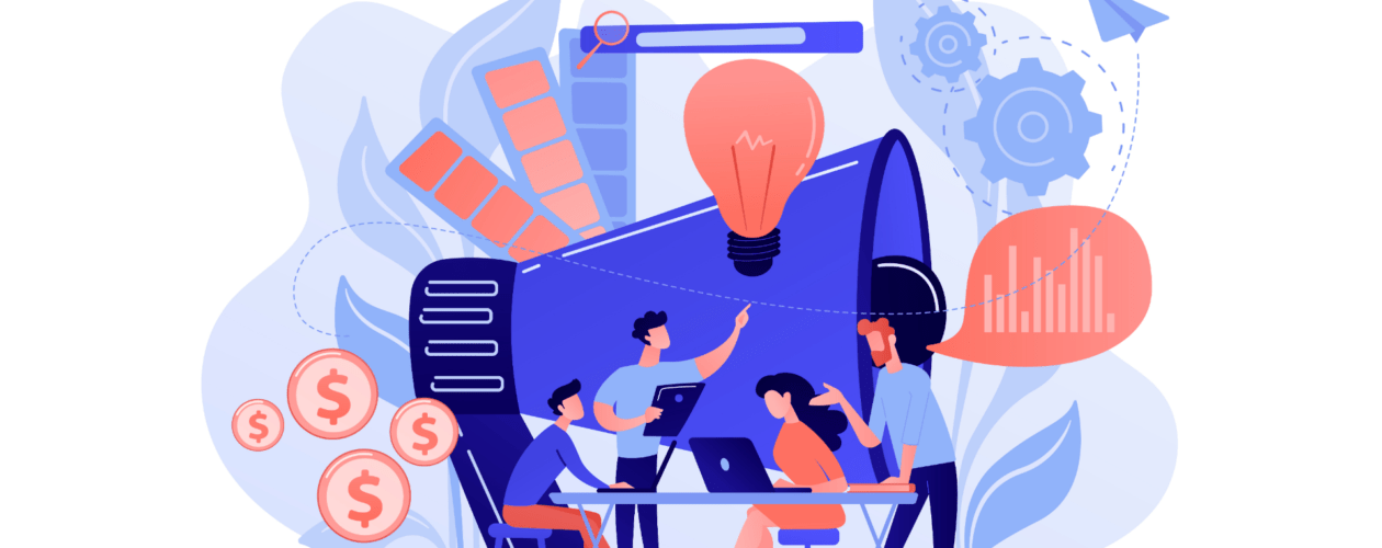 Illustration of team member having discussion