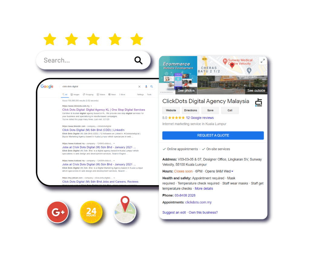 Search Engine Result Page of ClickDots Digital Agency Malaysia